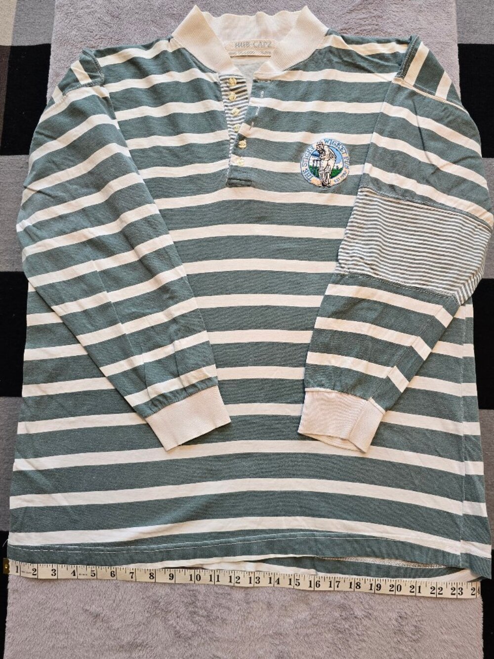 VTG 90s Hub-Capz The Sticky Wicket Pub Victoria BC Striped Rugby Polo Shirt XL